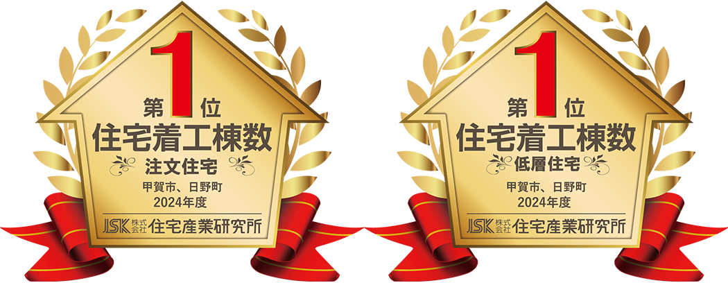 第1位 住宅着工棟数 注文住宅/低層住宅 甲賀市、日野町 2024年度